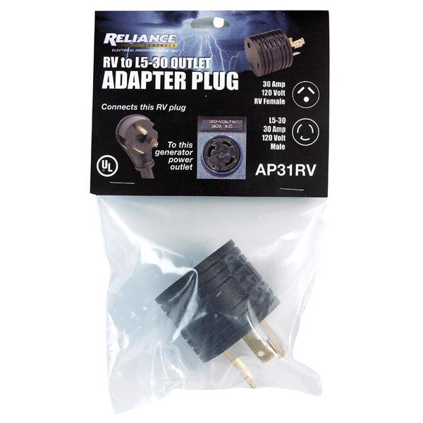 Reliance Controls AP31RV L5-30 30-Amp Male to 30-Amp RV Female Generator Power Adapter Plug
