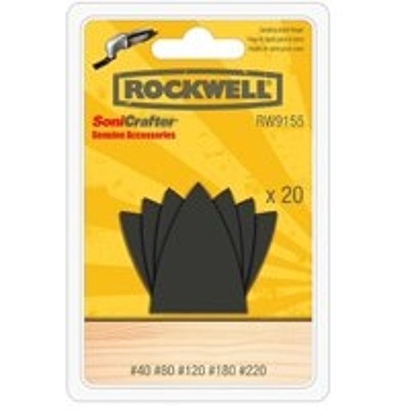 Rockwell RW9155 Sonicrafter Oscillating Multitool Sanding Sheet for Sanding Finger, 20-Piece
