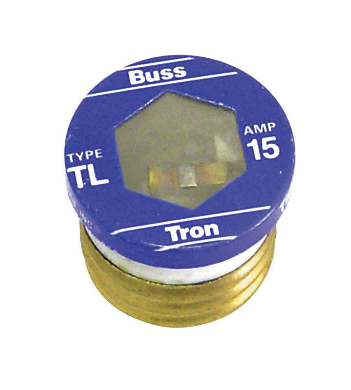 Bussmann BP/TL-15 15 Amp Time Delay, Loaded Link Edison Base Plug Fuse, 125V UL Listed Carded, 3-Pack