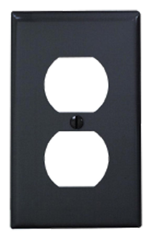 Leviton 80703-E 1-Gang Duplex Device Receptacle Wallplate, Standard Size, Thermoplastic Nylon, Device Mount, Black