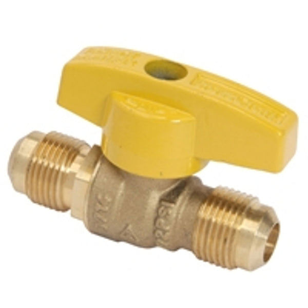 BrassCraft TBVF8faucet-Valves Brass Craft Gas Ball Valve, Quarter Turn, Series: TBVF8, 1/2 In, 5 Psi, 32 - 125 deg F, Flared End Connection, Forged Brass Body, Ptfe Seat, Extruded Brass Stem, Forged Brass Retainer, Zinc Plated steel Screw Trim, Viton