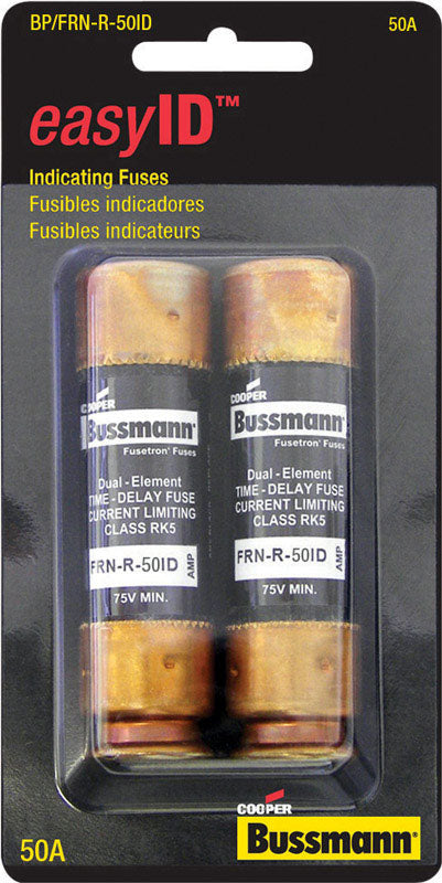 Bussmann FRN-R-50ID 50-Amp EasyID Fusetron Dual Element Time-Delay Current Limiting Fuse Class Rk5 250-volt, 2-Pack