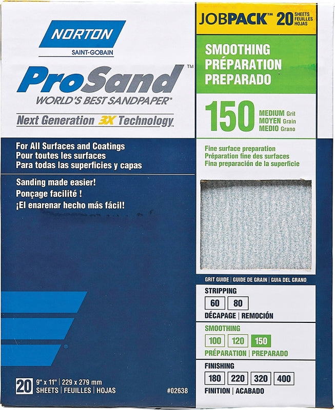 9" x 11" Norton 02638 ProSand Sanding Sheet 150-Grit Job-Pack