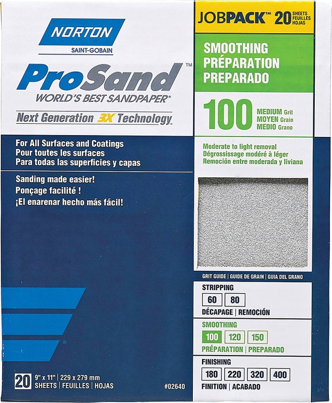 Norton 02640 9" X 11" 100 Grit Sandpaper Sheets
