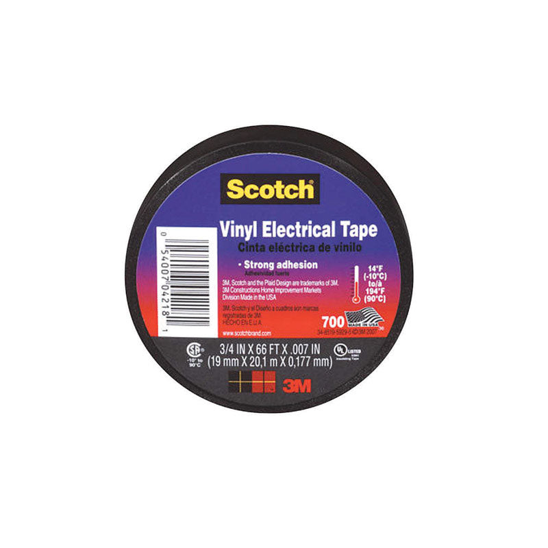 3M Scotch 3/4 in. W x 66 ft. L Black Vinyl Electrical Tape 4218-BA-40