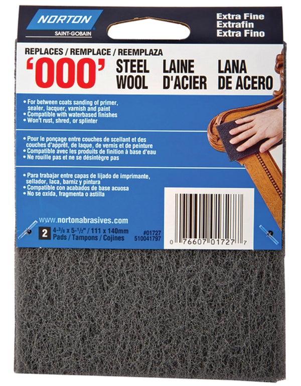 NORTON ABRASIVES/ST GOBAIN #01727 2PK GRY 000G Wool Pad