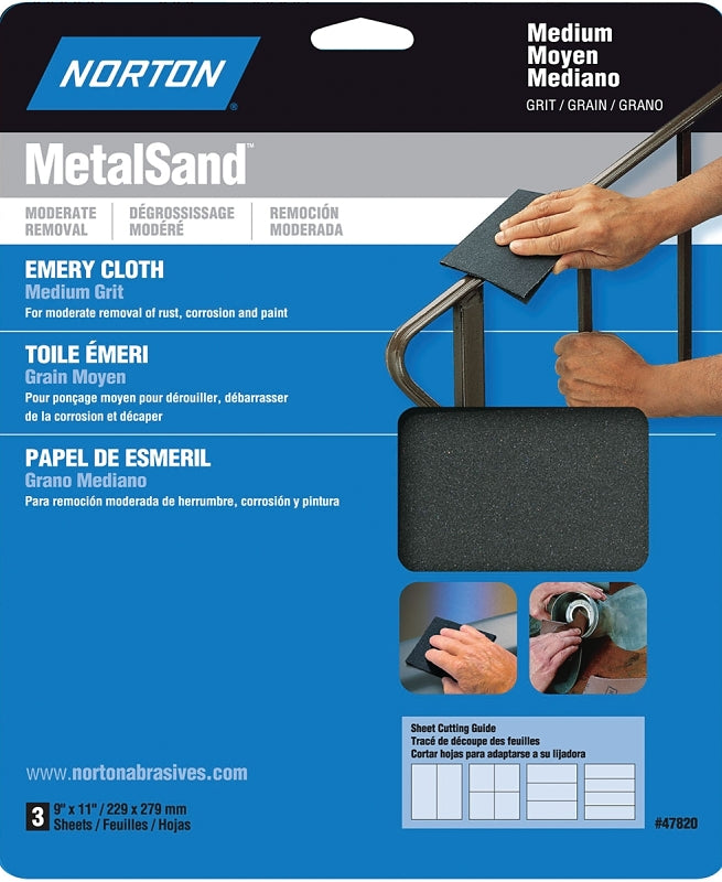 Norton 47820 076607 Metal Sand Sheet, 11 in X 9 in, 9" x 11"