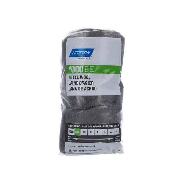 Norton 68113#000 Extra Fine Grit Steel Wool 12 Count
