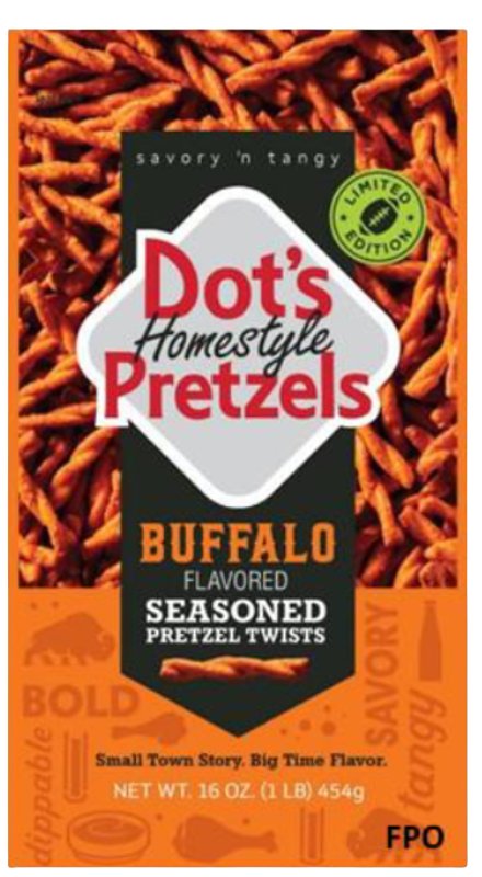 Dot's Homestyle Pretzels Buffalo Seasoned Pretzel Twist Snack, 16oz Grocery Sized Bag
