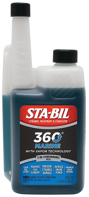 STA-BIL 360 Marine Ethanol Treatment & Fuel Stabilizer - Full Fuel System Cleaner - Fuel Injector Cleaner - Removes Water- Protects Fuel System - Treats 320 Gallons - 32 Fl. Oz. (22240) Blue
