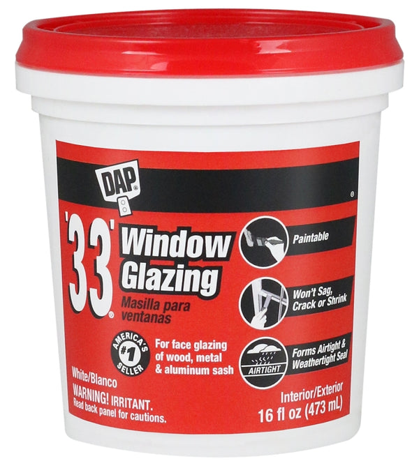 Dap 12121 33 Glazing Compound, 1-Pint, White