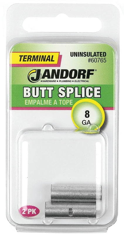 Jandorf Terminal, Butt Splice, 8 Gauge, Uninsulated (Pack of 2): Versatile Connection for Various Applications 60765