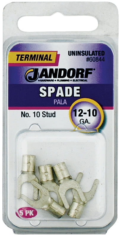 Jandorf Terminal, Spade, 12-10 Gauge, Uninsulated, #10 Stud: Essential for Secure Electrical Connections 60844