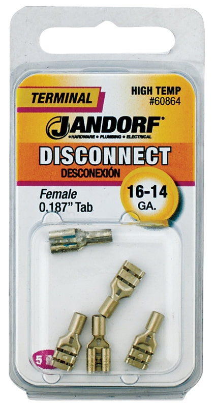 Jandorf Terminal, Female Disconnect, 16-14 Gauge, High Temp, .187 Inch: Secure Connection for Extreme Conditions 60864