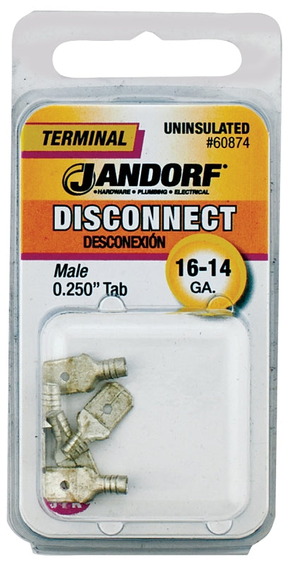 JANDORF SPECIALTY HARDWARE 60874 Disconnect Terminal, 16-14 Awg, Non-Insulated, Tin Plated Copper