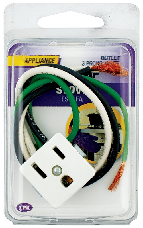 Jandorf 61017 Outlet 3 Prong White Wire Lead