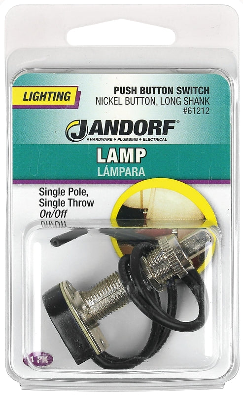Jandorf Switch, Nickel Push Button, On/Off: Sleek Finish for Modern Applications 61212