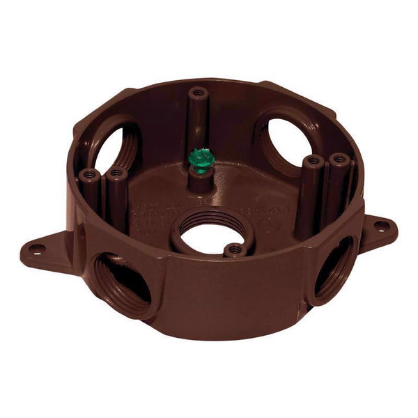 Sigma Engineered Solutions New Work 16 cu in Round Die-Cast Metal Weatherproof Box Bronze 143854BR