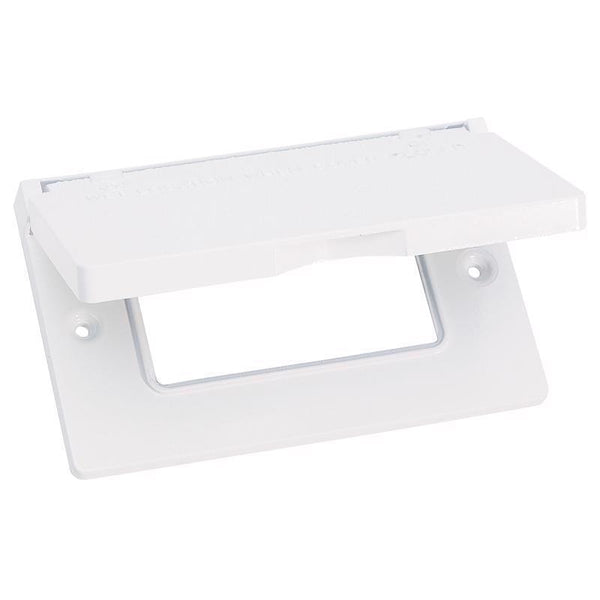 SIGMA ENGINEERED SOLUTIONS 14249WH Weatherproof Outdoor GFCI Outlet Cover, White, Metal, 1-Gang, Horizontal