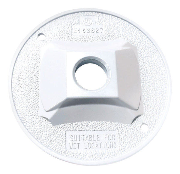 Sigma Engineered Solutions 14381WH 1/2-Inch 1 Hole Round Lamp Holder Weatherproof Cover, White