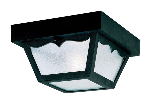 Westinghouse Lighting 6682200 Traditional One-Light Outdoor Flush-Mount Fixture, Black Finish on Polypropylene, Frosted Glass Panels