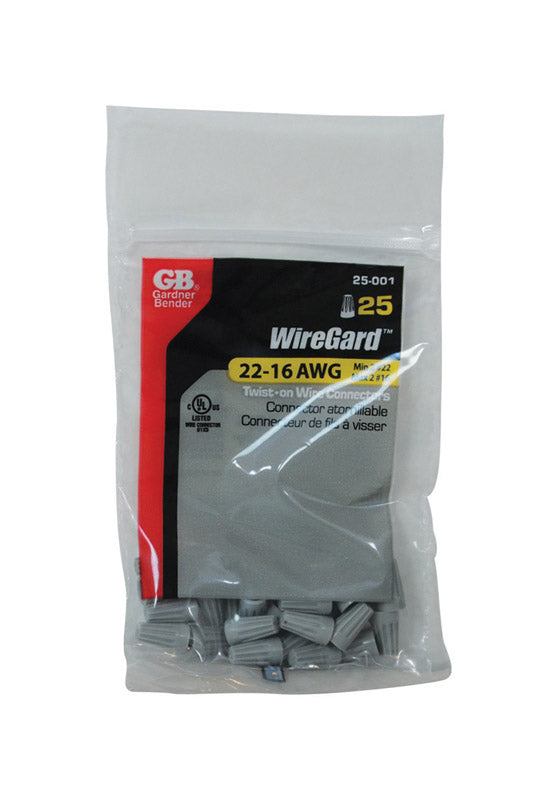 GB Gardner Bender 25-001 Wiregard Gray Wire Connectors 25 Count