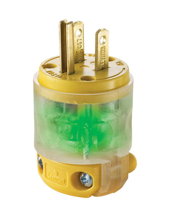 Leviton Commercial and Residential Vinyl Straight Blade Plug 5-15P 18-12 AWG 2 Pole 3 Wire 515PV-LIT