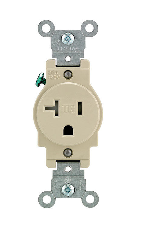 Leviton R51-T5020-0is 20 Amp Ivory Single Power Temper Resistant Outlet