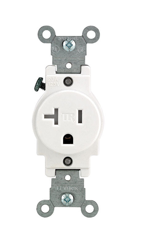 Leviton R52-T5020-0WS 20 Amp White Single Power Tamper Resistant Outlet
