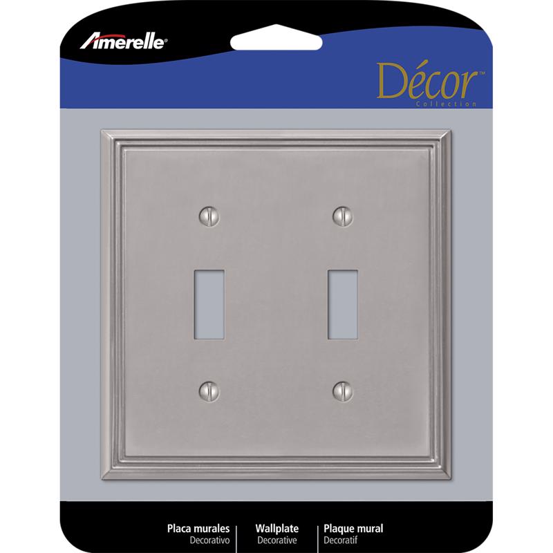 Amertac 77TTBN 2 Toggle Brushed Nickel Cast Metal Wallplate