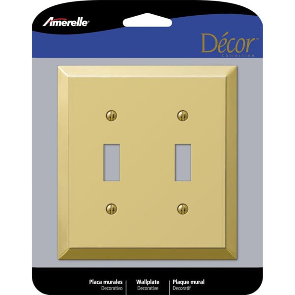 Amerelle Amertac 163TTBR 2 Toggle Polished Brass Steel Wallplate