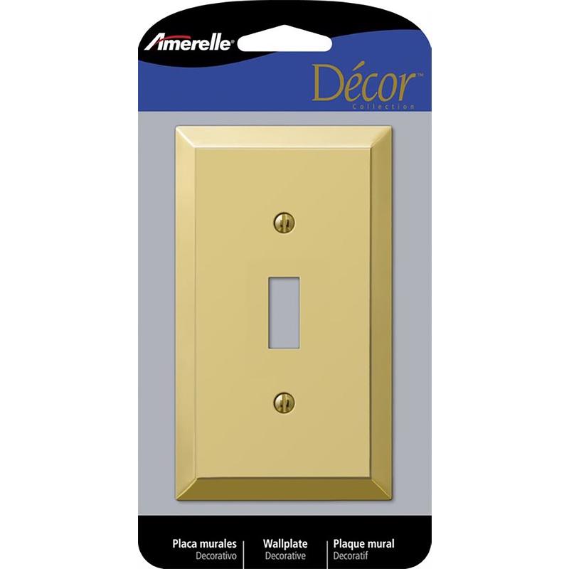 American Tack 163TBR Single Toggle Wallplate with Bright Brass Finish