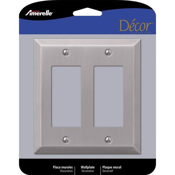 AMERELLE 163RRBN Century Double Rocker Steel Wallplate in Brushed Nickel