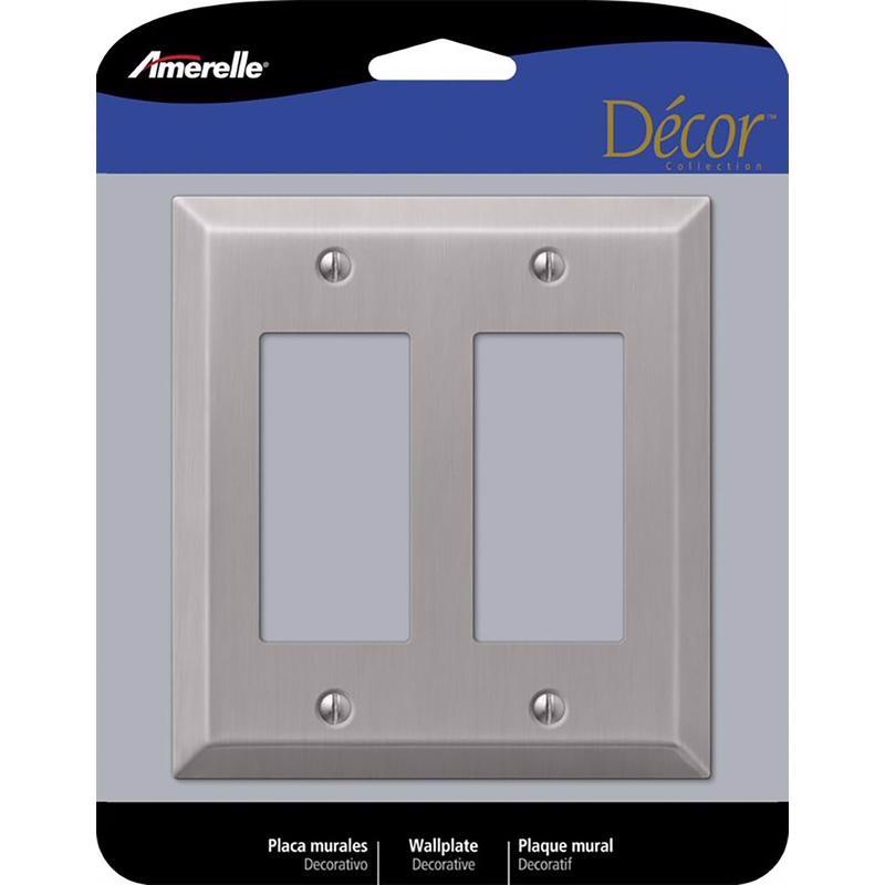 AMERELLE 163RRBN Century Double Rocker Steel Wallplate in Brushed Nickel