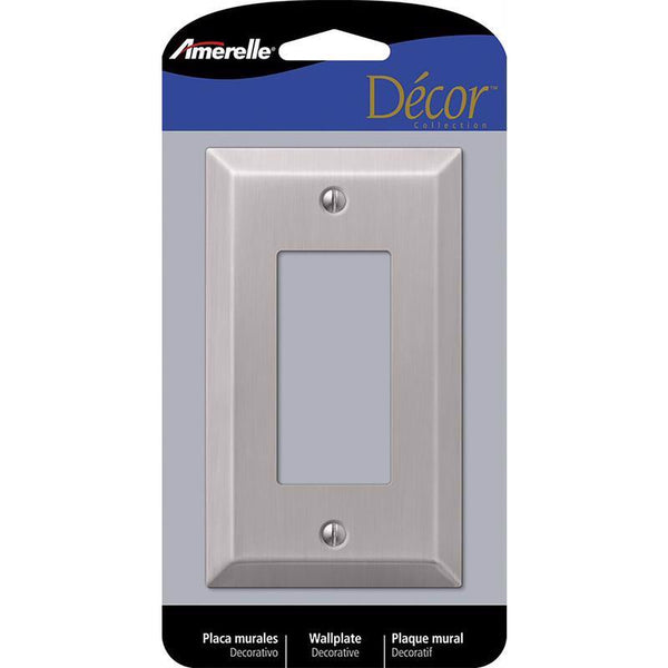 Amerelle Century Single Rocker Steel Wallplate in Brushed Nickel 163RBN