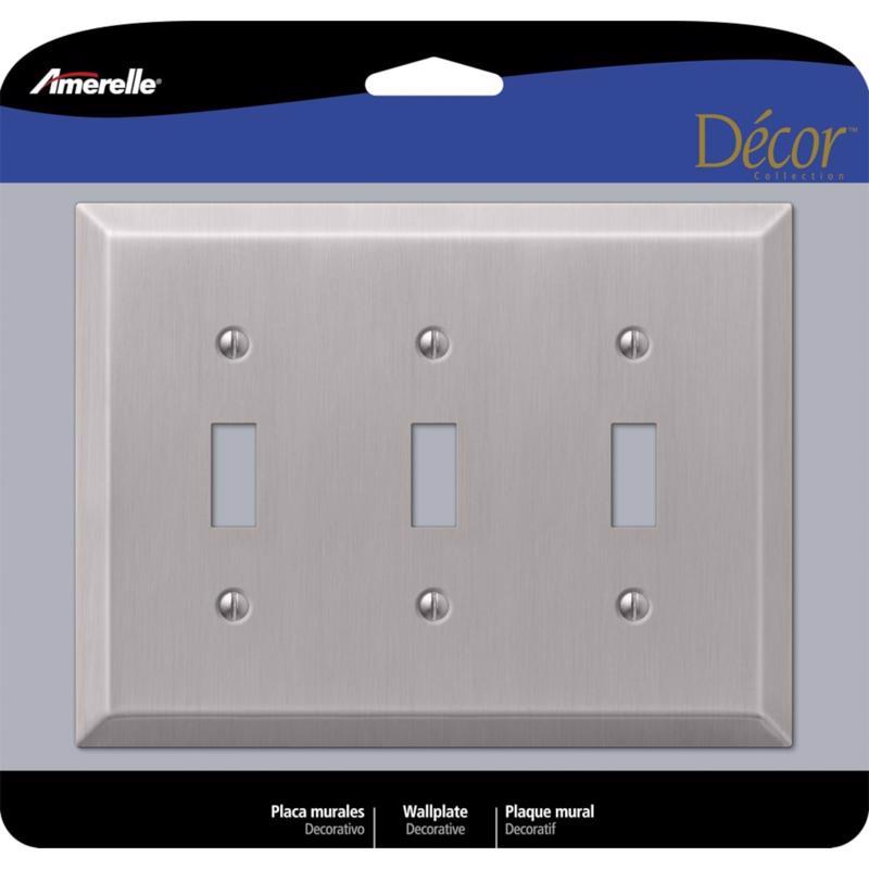 Amerelle Century Triple Toggle Steel Wallplate in Brushed Nickel