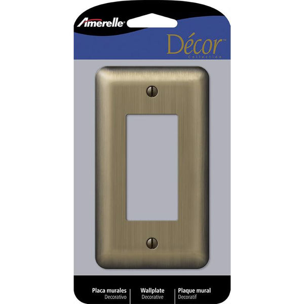 Amerelle Devon Single Rocker-GFCI Steel Wallplate in Brushed Brass 154R