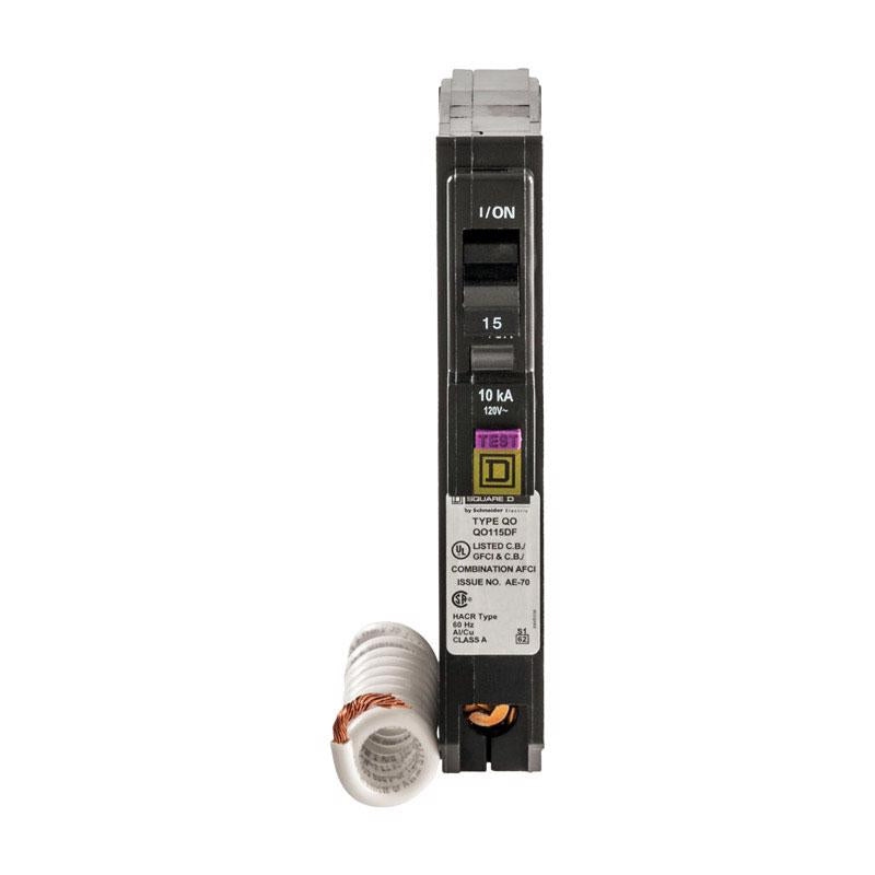 Square D - QO115DFC 15 Amp Single-Pole Dual Function (CAFCI and GFCI) Circuit Breaker