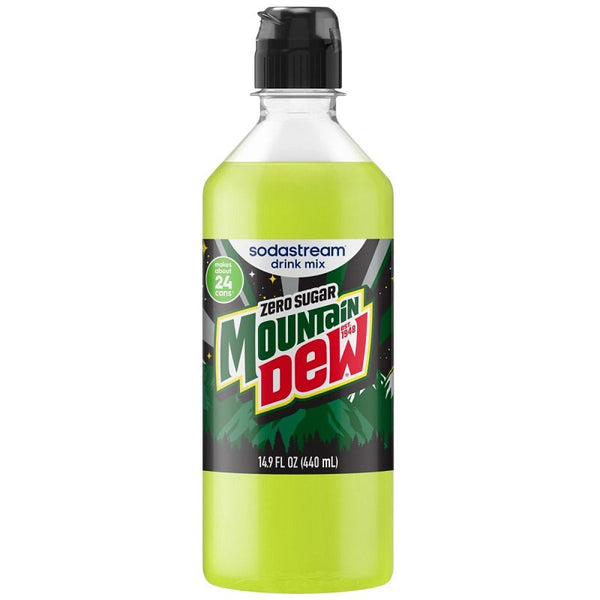 SodaStream - Mountain Dew Zero Sugar Drink Mix | For Sparkling Water Makers | Sugar-Free, 0 Calories | Caffeine: 48mg/12oz | Makes 96 Servings | 14.9 Fl Oz, Pack of 4 1924231010