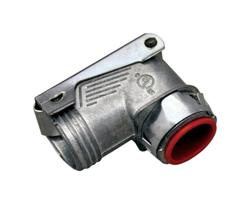 Sigma Engineered Solutions Proconnex 49816 AC/MC/Flex Quick Double Snap Lock 90-Degree Squeeze Connector 1/2-Inch Conduit Fitting, 1-Pack, 1 Count (Pack of 1), Silver