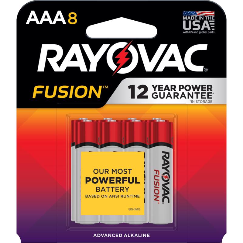 Rayovac Fusion AAA Batteries, Premium Alkaline Triple A Batteries, 8 Count