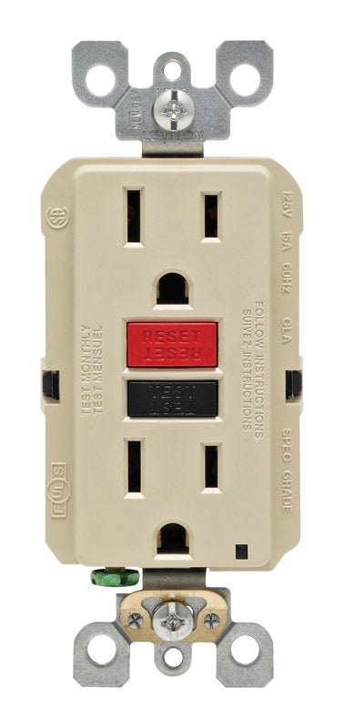 Leviton R71-GFNT1-0RI 15 Amp Ivory SmartlockPro Self-Test GFCI