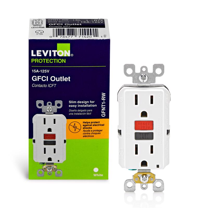 Leviton R72-GFNT1-0RW 15 Amp White SmartlockPro Self-Test GFCI