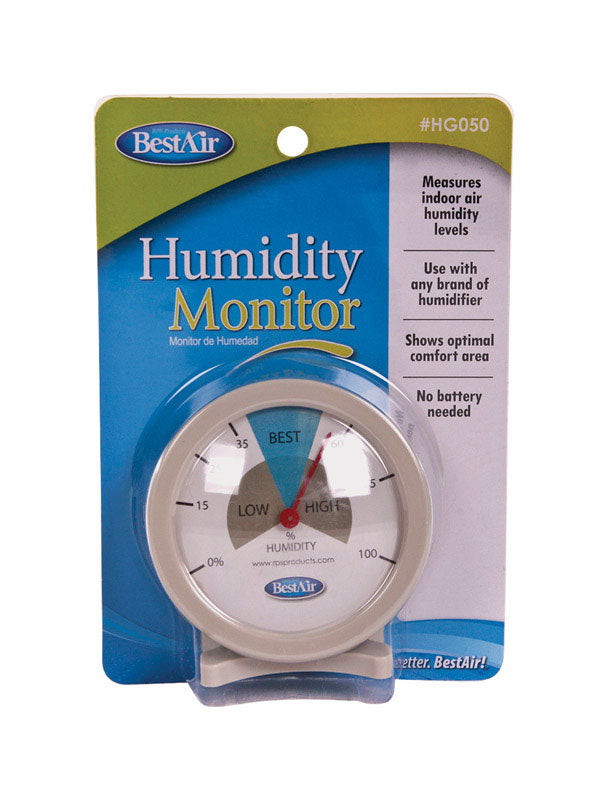 BestAir HG050-PDQ-4 Hygrometer, Humidistat Humidity Monitor, Single Pack