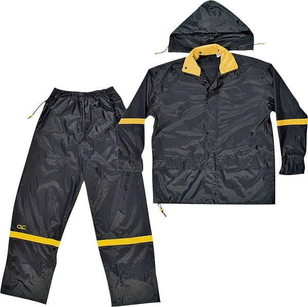 Custom Leathercraft mens Heavy Duty Nylon 3 Piece Rain Suit, Black, X-Large US R103X