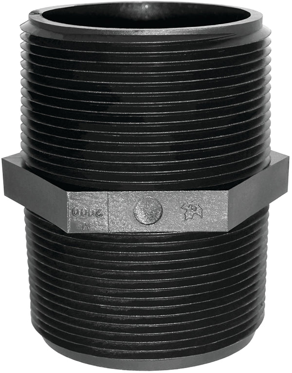 GREEN LEAF M 1120 P M1120p, 1-1/2, Polypropylene Black Pipe Nipple, 1-1/2" MPT