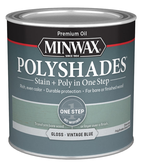 Minwax PolyShades Semi-Transparent Gloss Vintage Blue Stain/Polyurethane Finish 0.5 pt 214944444