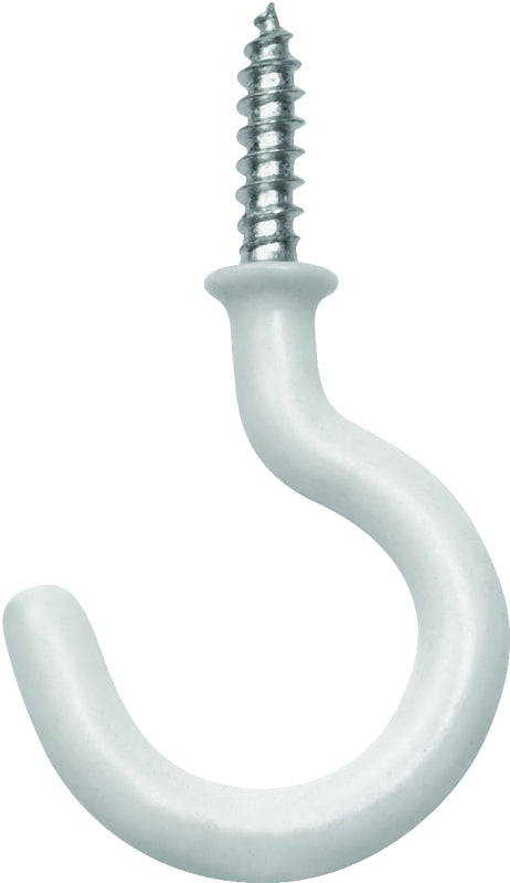 OOK 50352 7/8-Inch 20-Pound White Vinyl-Coated Steel Cup Hooks, 4-Pack