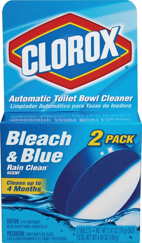 Clorox Ultra Clean Toilet Tablets Bleach & Blue, Rain Clean Scent 2.47 Ounces Each, 2 Count (Package May Vary) 30900