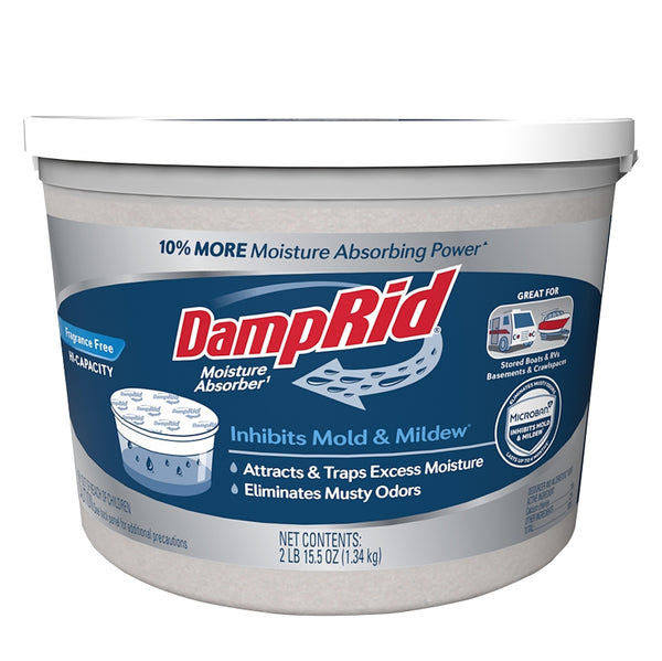 DampRid Moisture Absorber Hi-Capacity Bucket, 4 lb., Fragrance Free, For Fresher, Cleaner Air in Large Spaces, Lasts Up To 6 Months, No Electricity Required FG50T